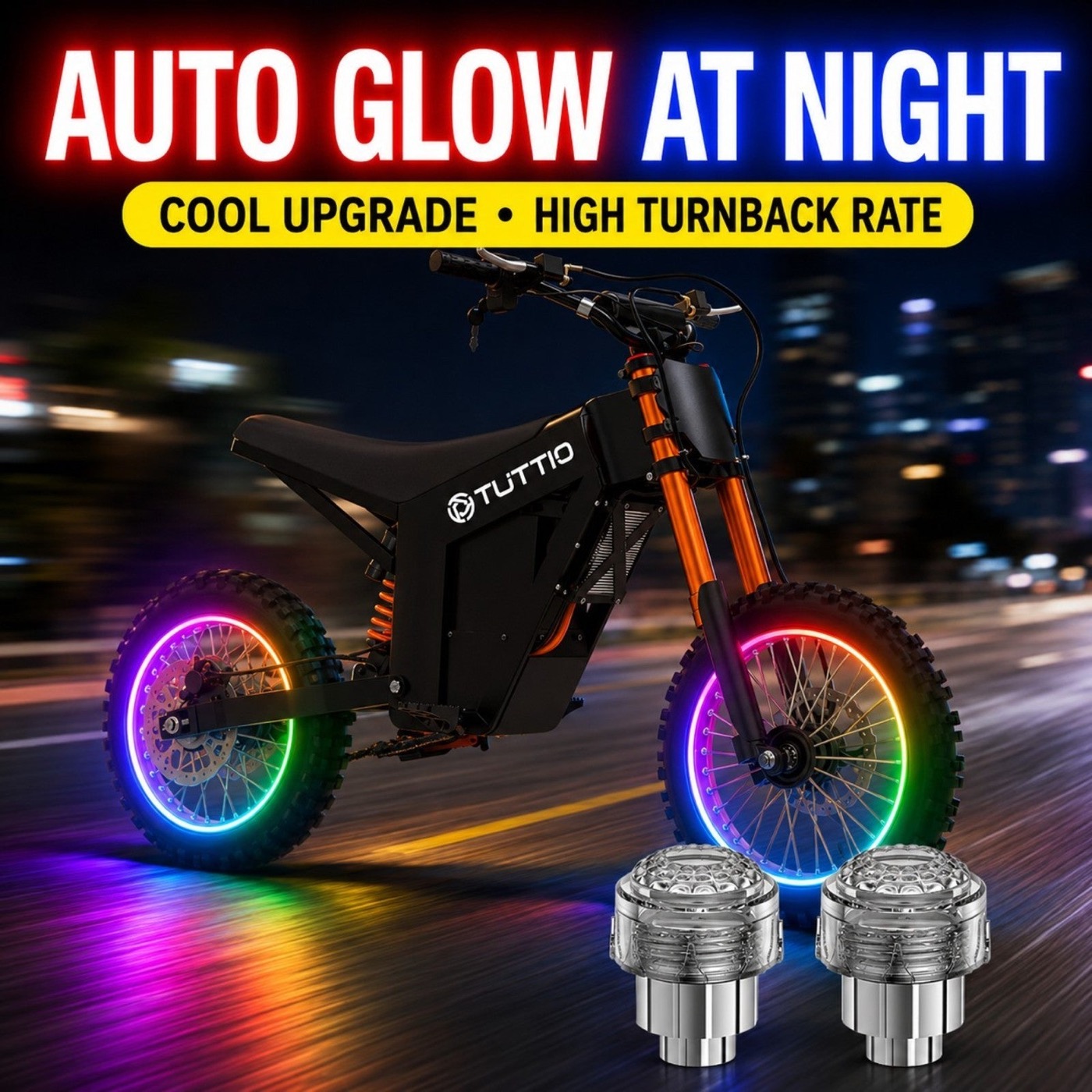 Tuttio Ebike Led Flash Bike Tire Wheel Valve Cap Light (2Pack)