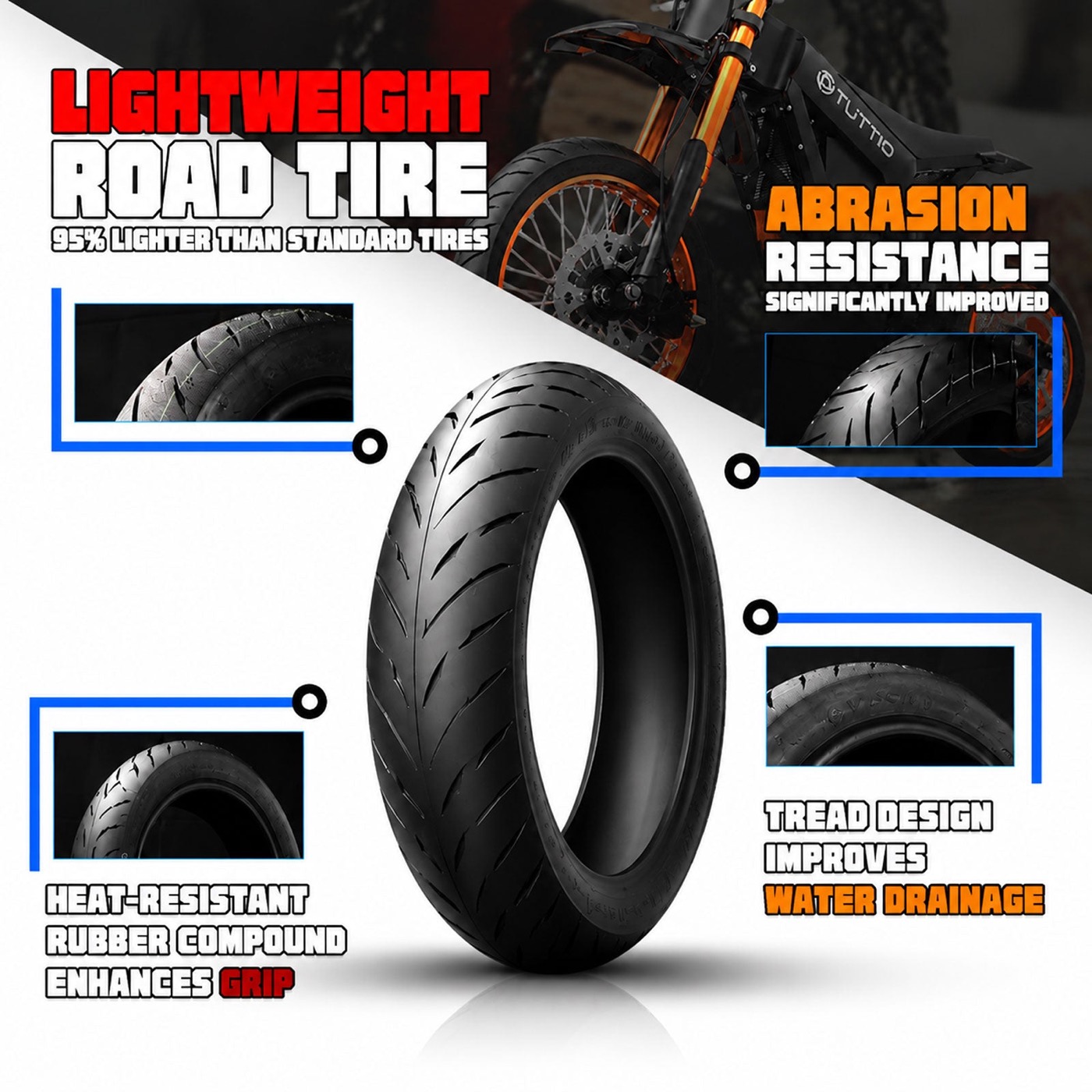 Tuttio Soleil01 Electric Dirt Bike Street Tire Set