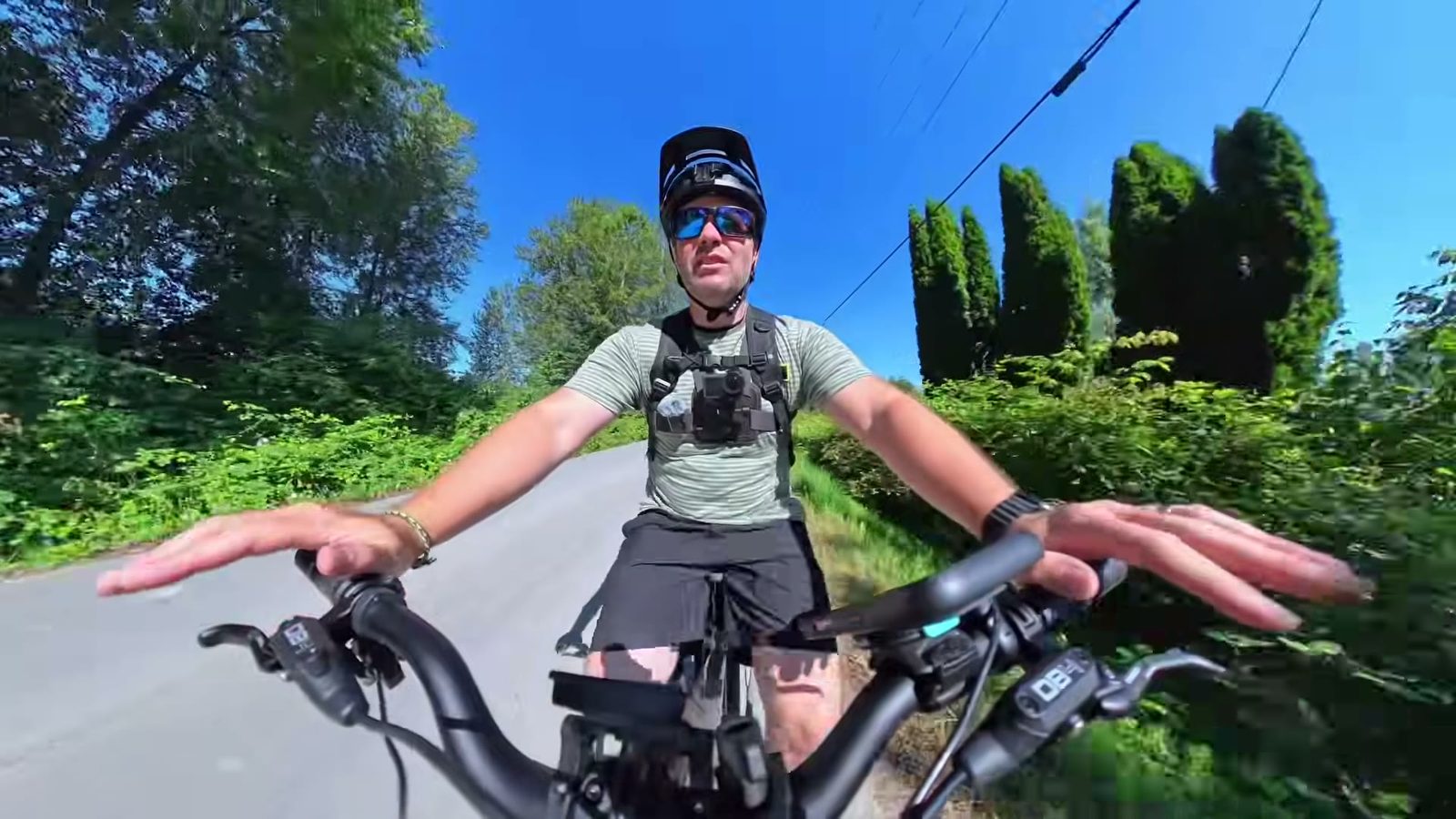 Ben riding the Aventure M hands off the bars