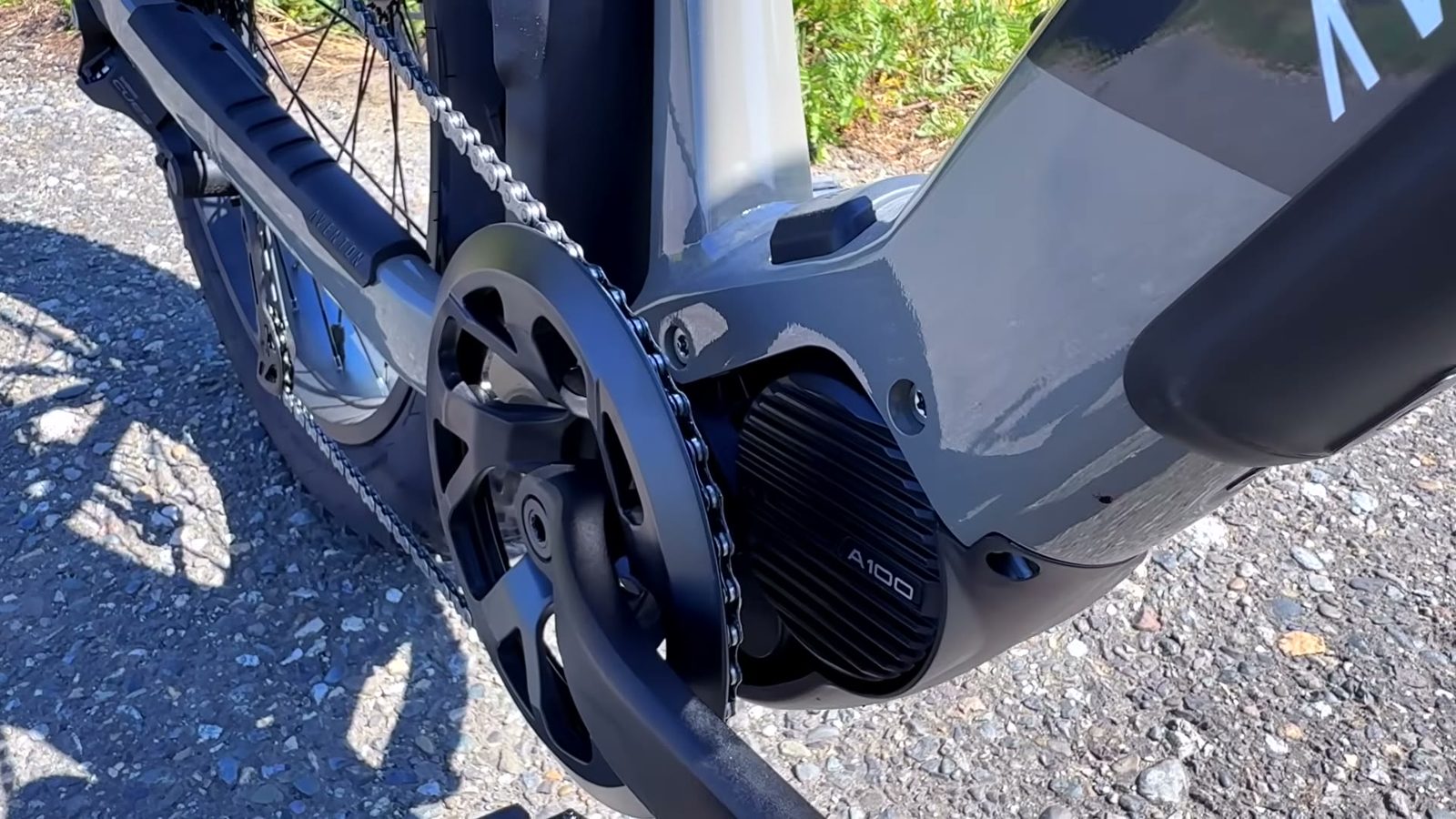 Close-up of the Aventon A100 mid-drive motor
