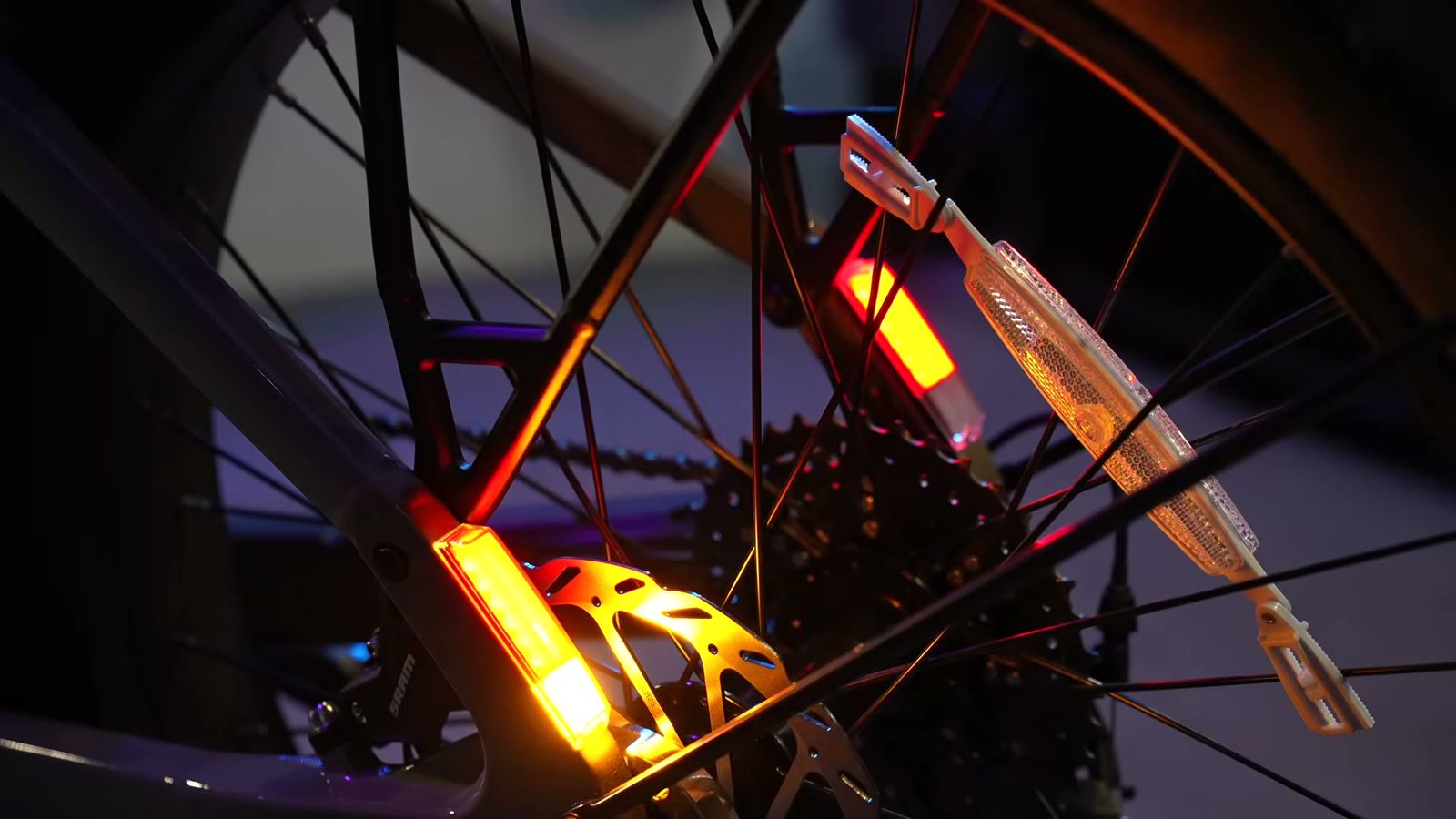 Rear integrated brake lights and turn signals lit up