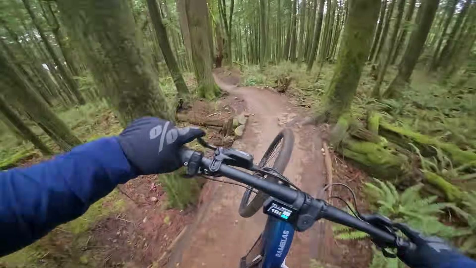 POV down a flowy singletrack on the Ramblas ADV