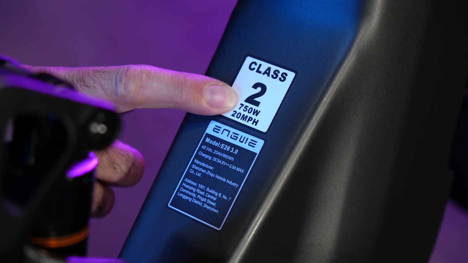 Class 2 sticker on the frame