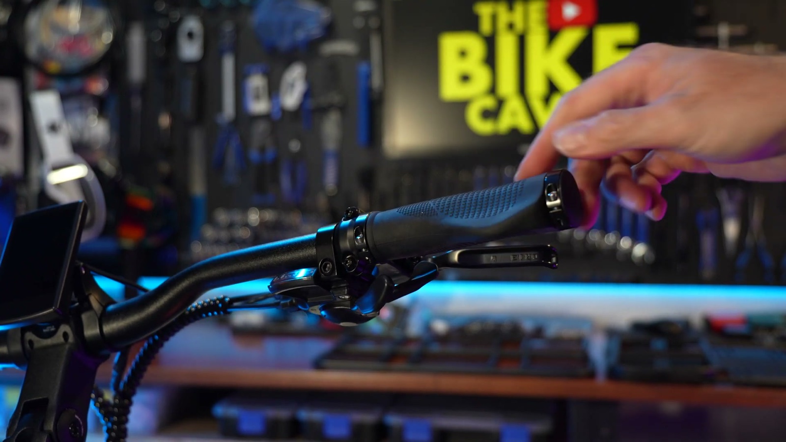 Right grip, brake lever and shifter