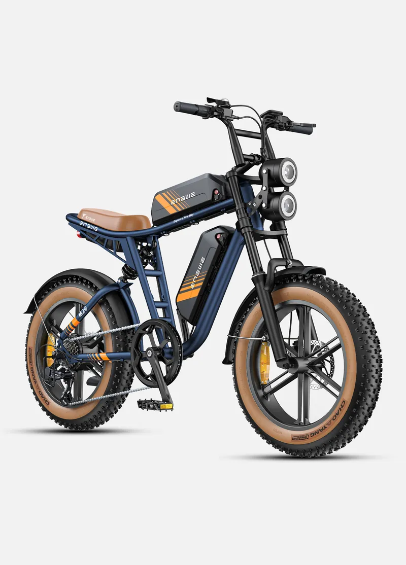 Engwe M20 2.0 in blue with tan tires