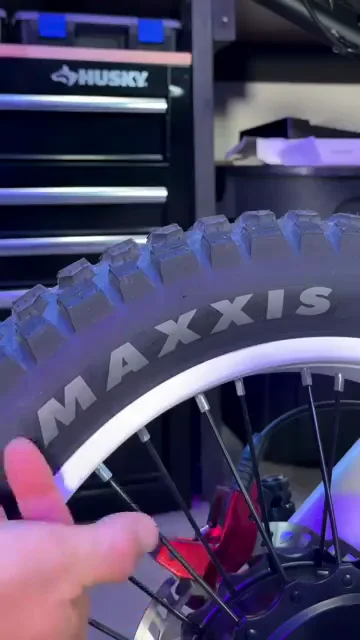 Maxxis knobby tire, name on the sidewall