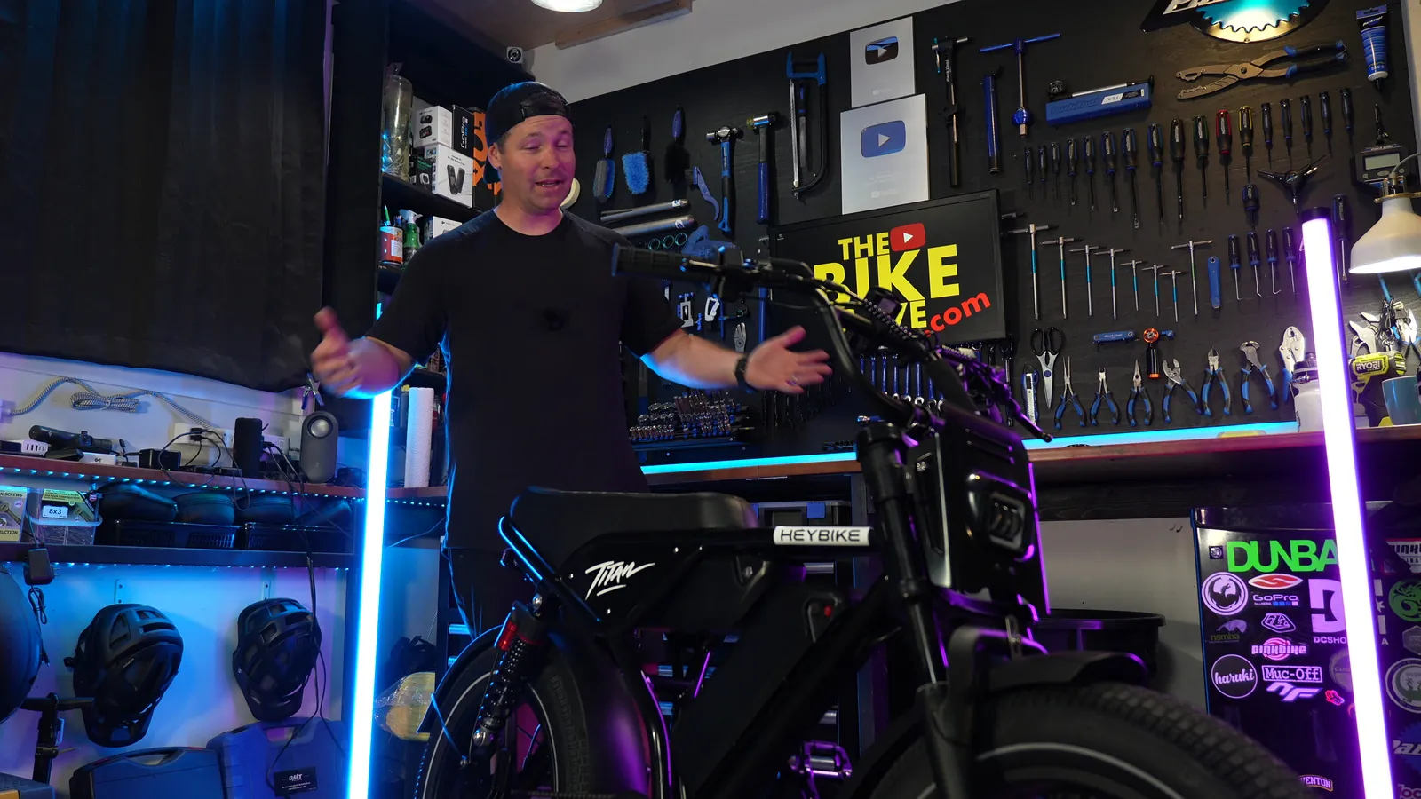 Ben with the Heybike Titan in The Bike Cave studio, front view