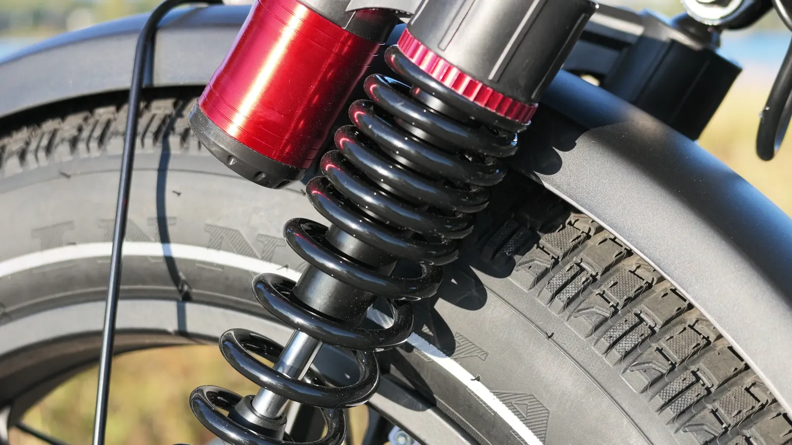 Heybike Titan red coil-over rear shock