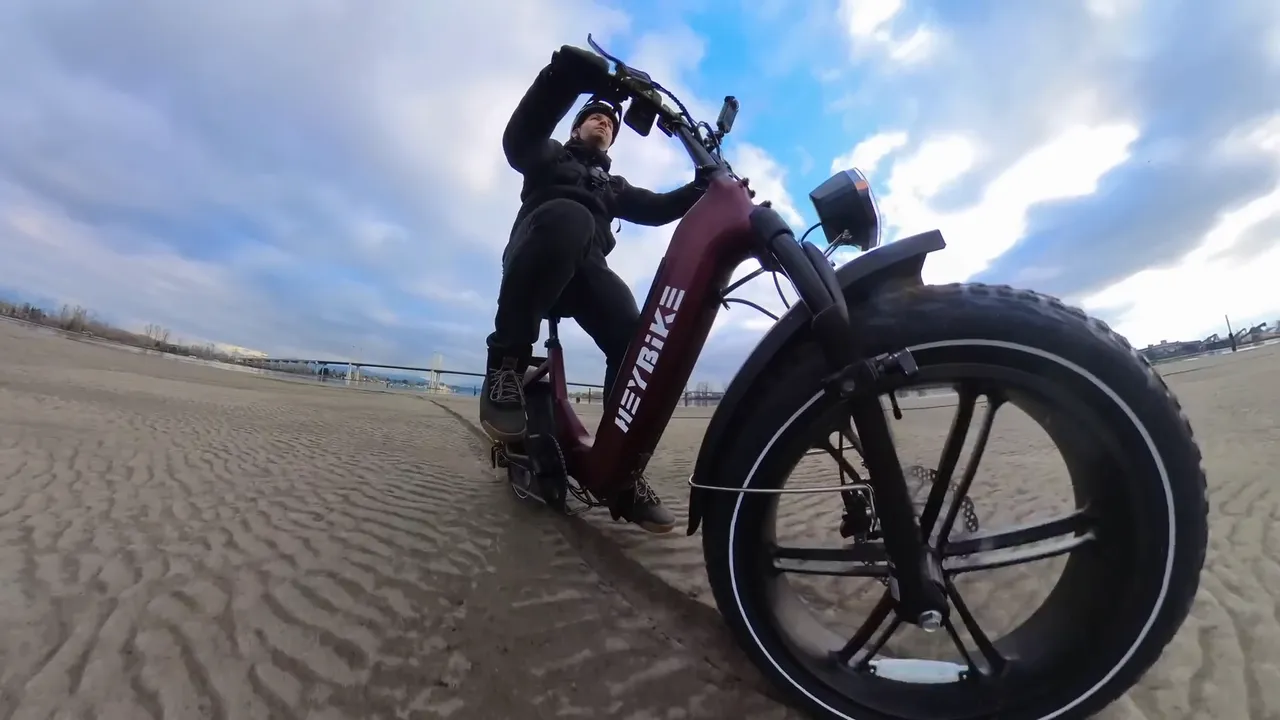 Ben on the Heybike Ranger S on a beach