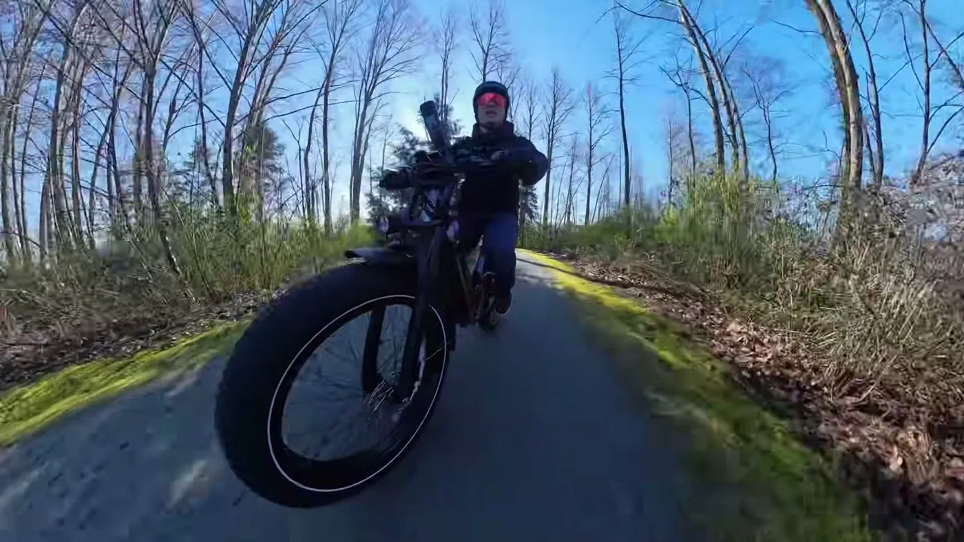 riding the EX11 on a path