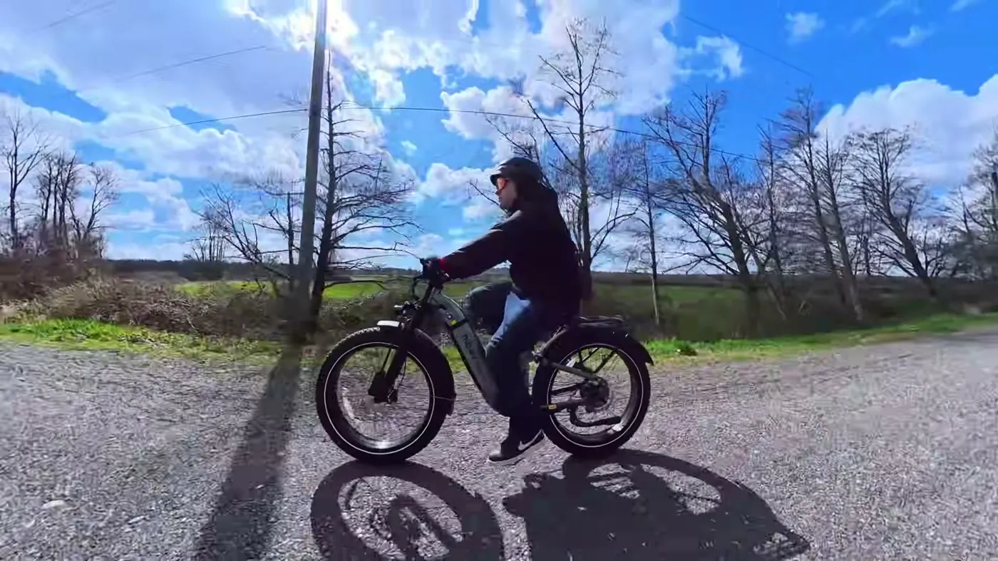 side view riding on gravel