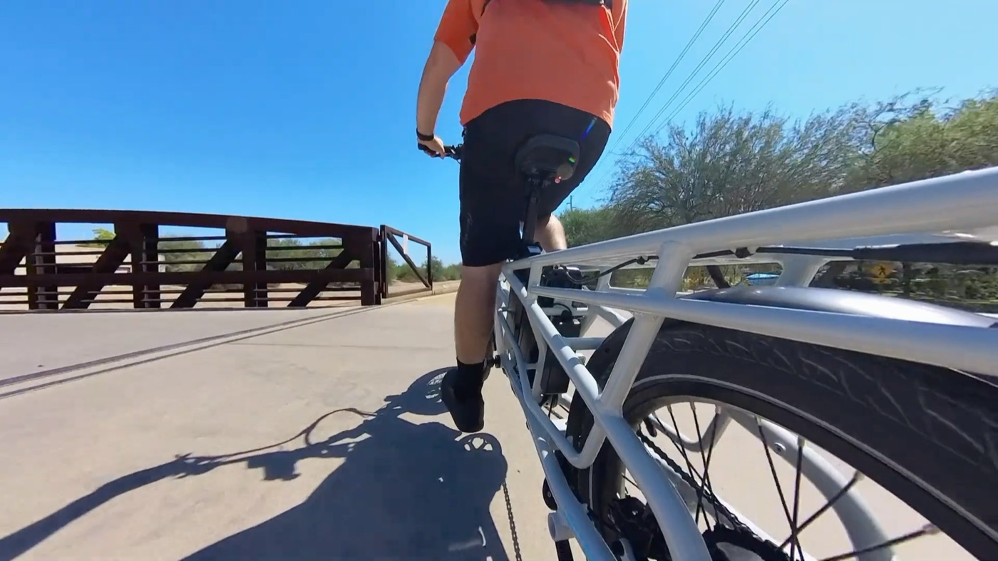 Rear rack of the XPedition 2.0 crossing a bridge