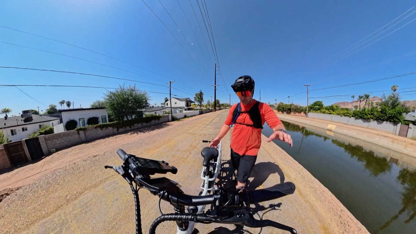 Riding the XPedition 2.0 along a Phoenix canal in the heat