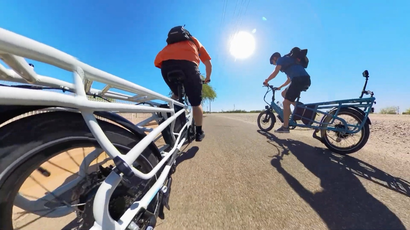 Pedalling the XPedition 2.0 up to top speed on the canal path