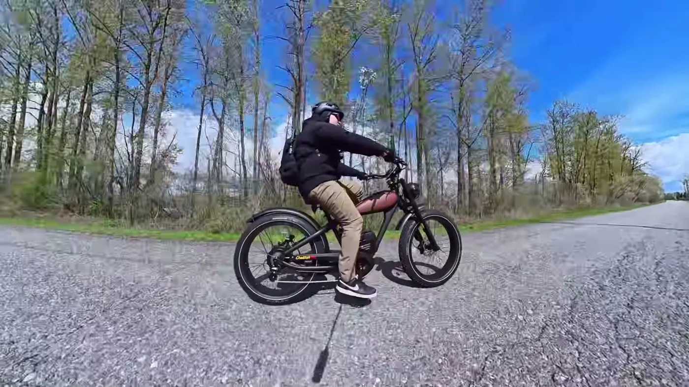 side view riding on gravel
