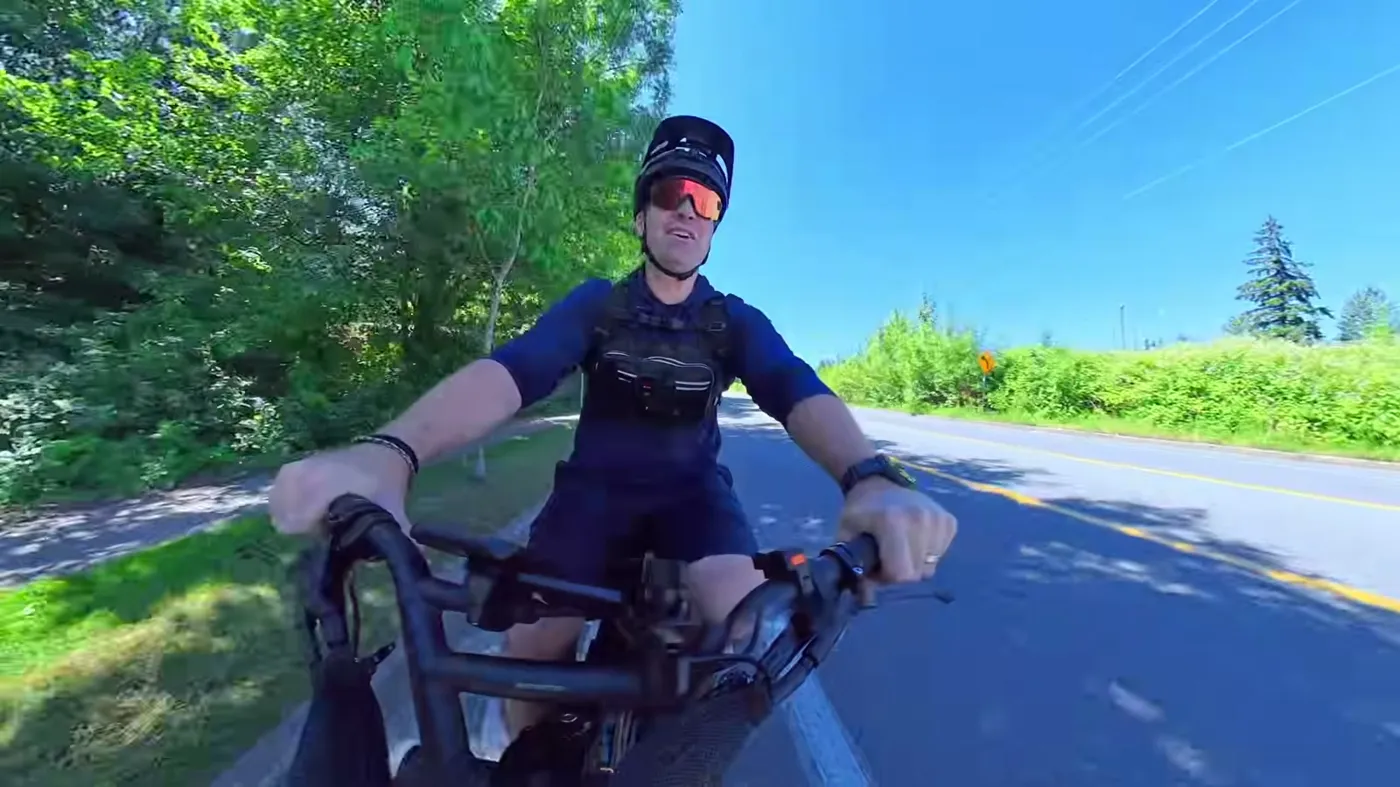 Ben, 5'9", on the Ristretto 512 20-inch bike