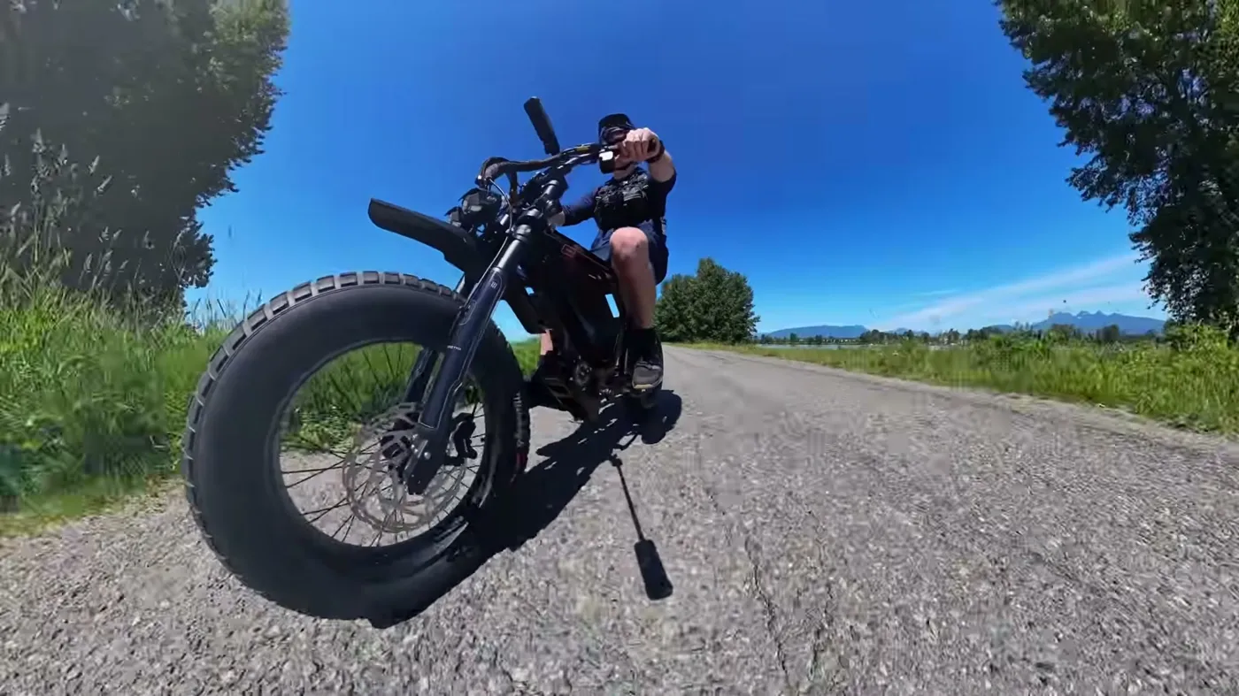 low angle riding on the road