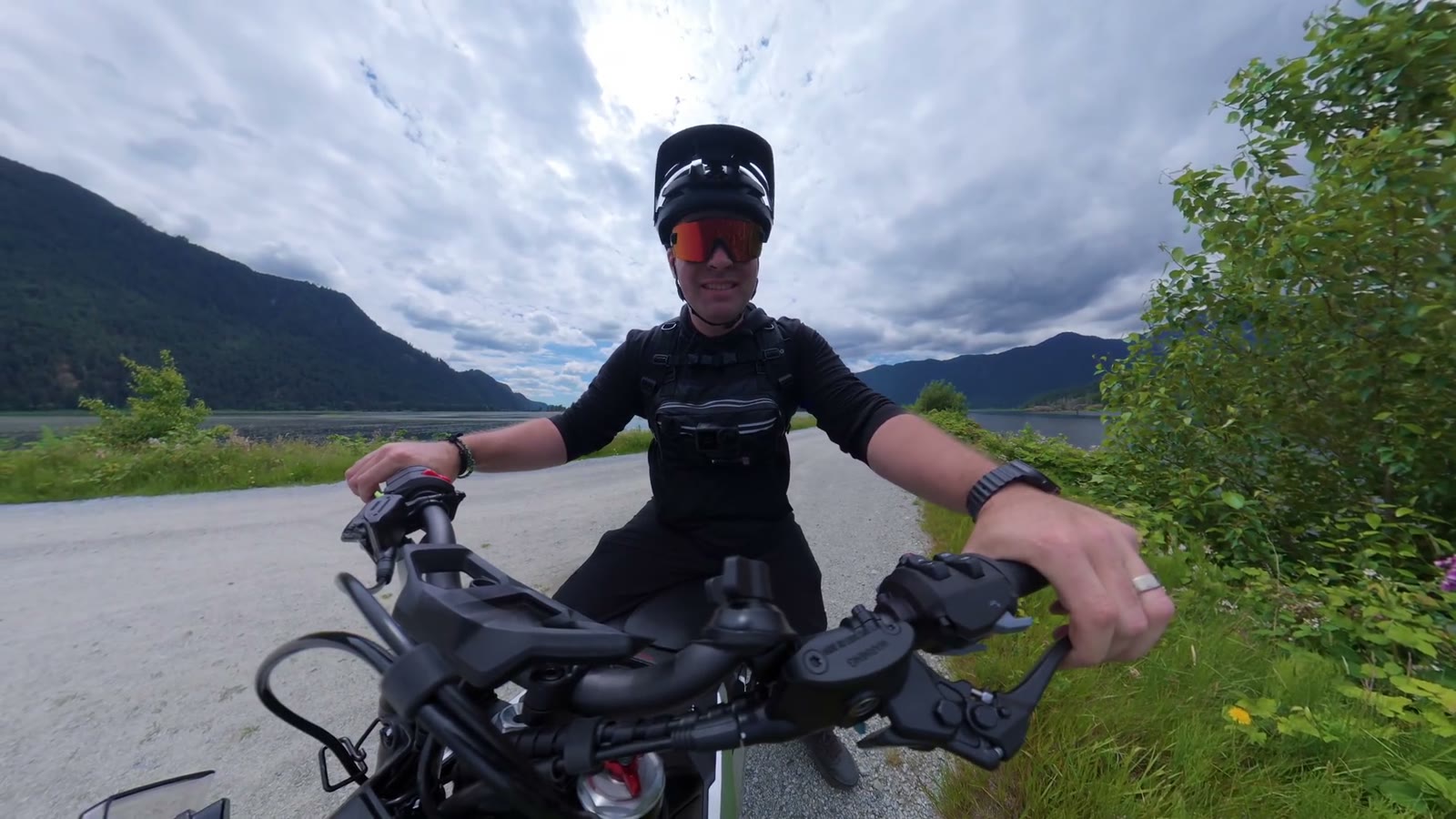 Ben on the Segway Xaber 300, handlebar camera view