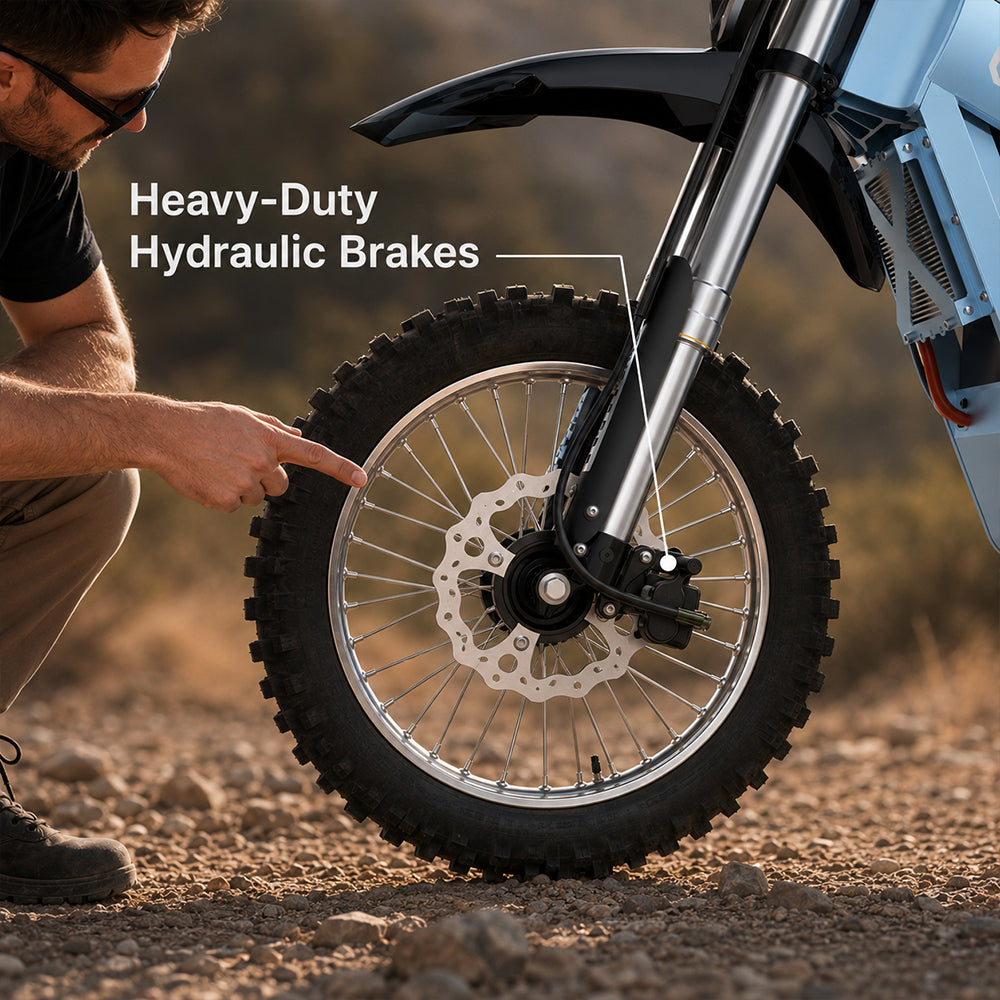 Heavy-duty hydraulic brake and 14-inch front wheel