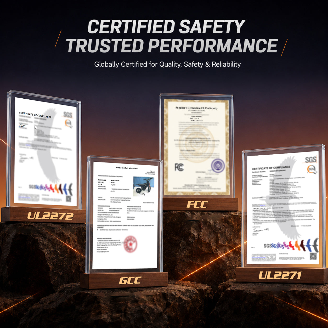 Tuttio GB Pro safety certifications — UL2272, UL2271, FCC