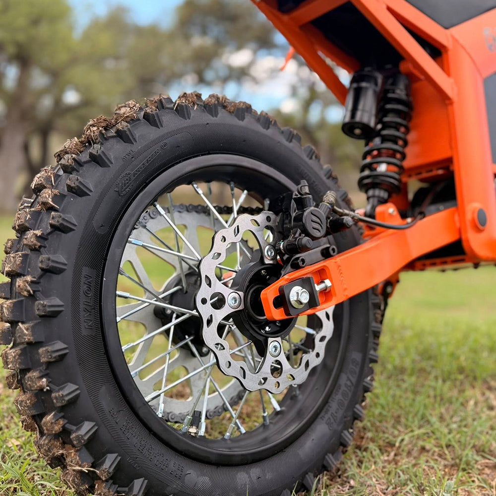 Rear disc brake and knobby tire