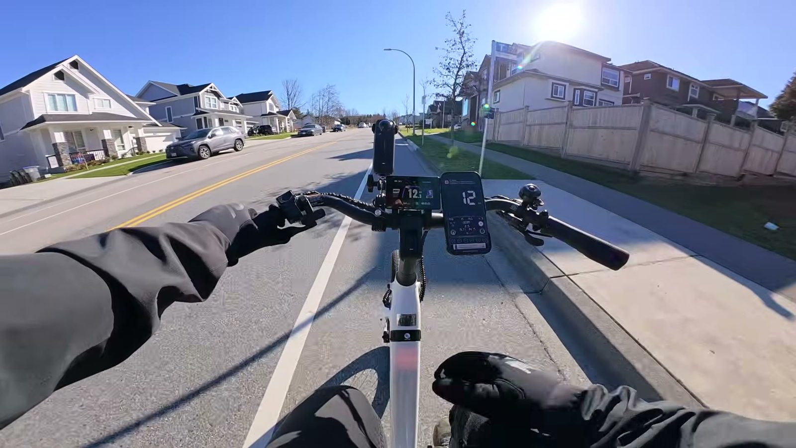 Point of view display reading 12 mph while climbing a long 15 percent grade on throttle only