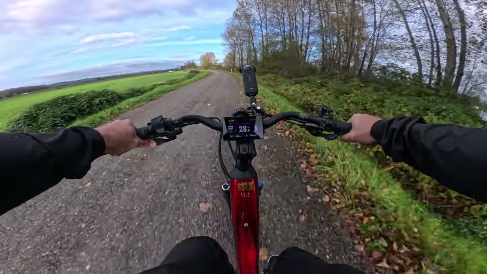 POV at 28 mph heading into the brake test pylons