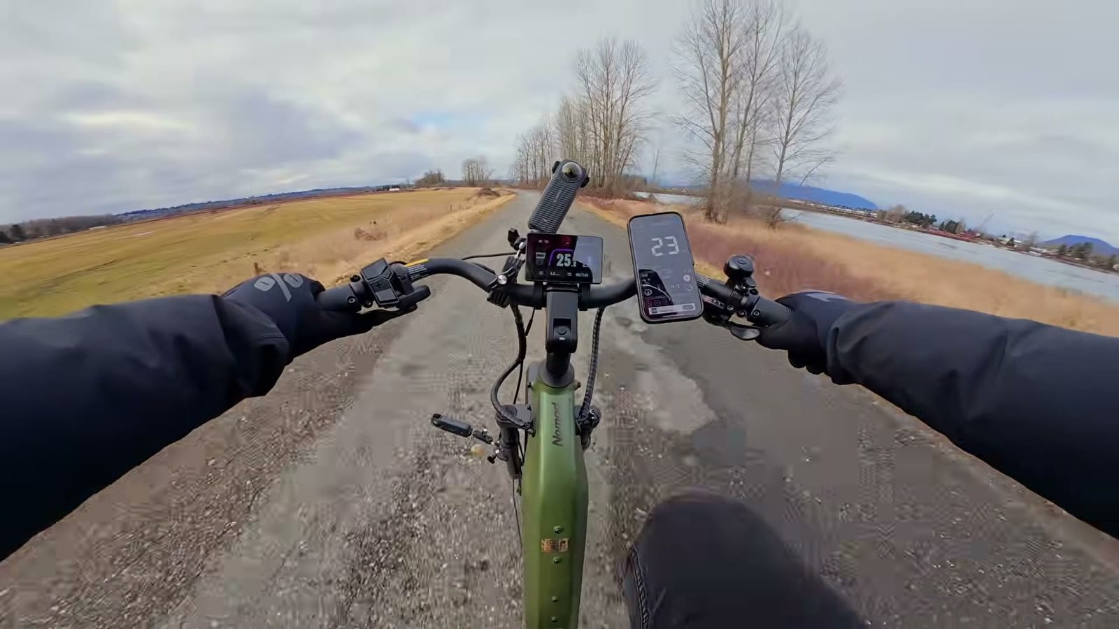 Brake test run on the Nomad 2 with the speedo climbing toward 28 mph