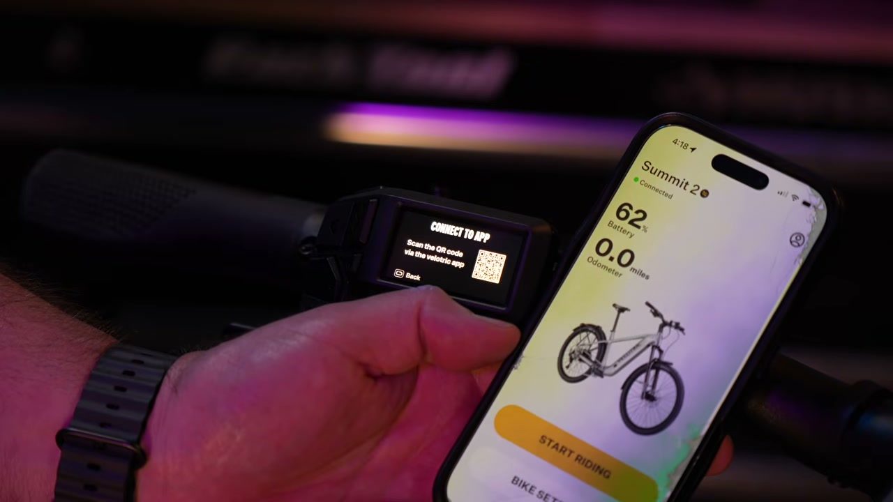 Velotric app freshly paired to the Summit 2 on a phone