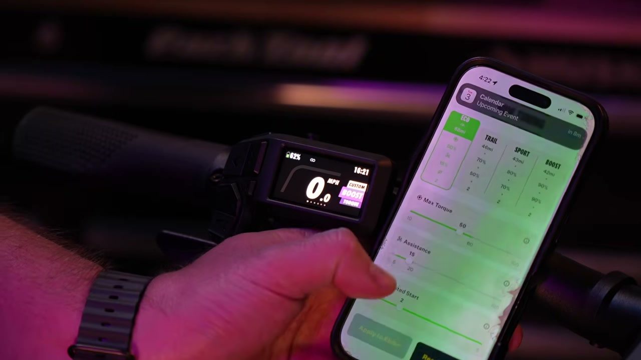 Per-mode ride tuning sliders in the Velotric app