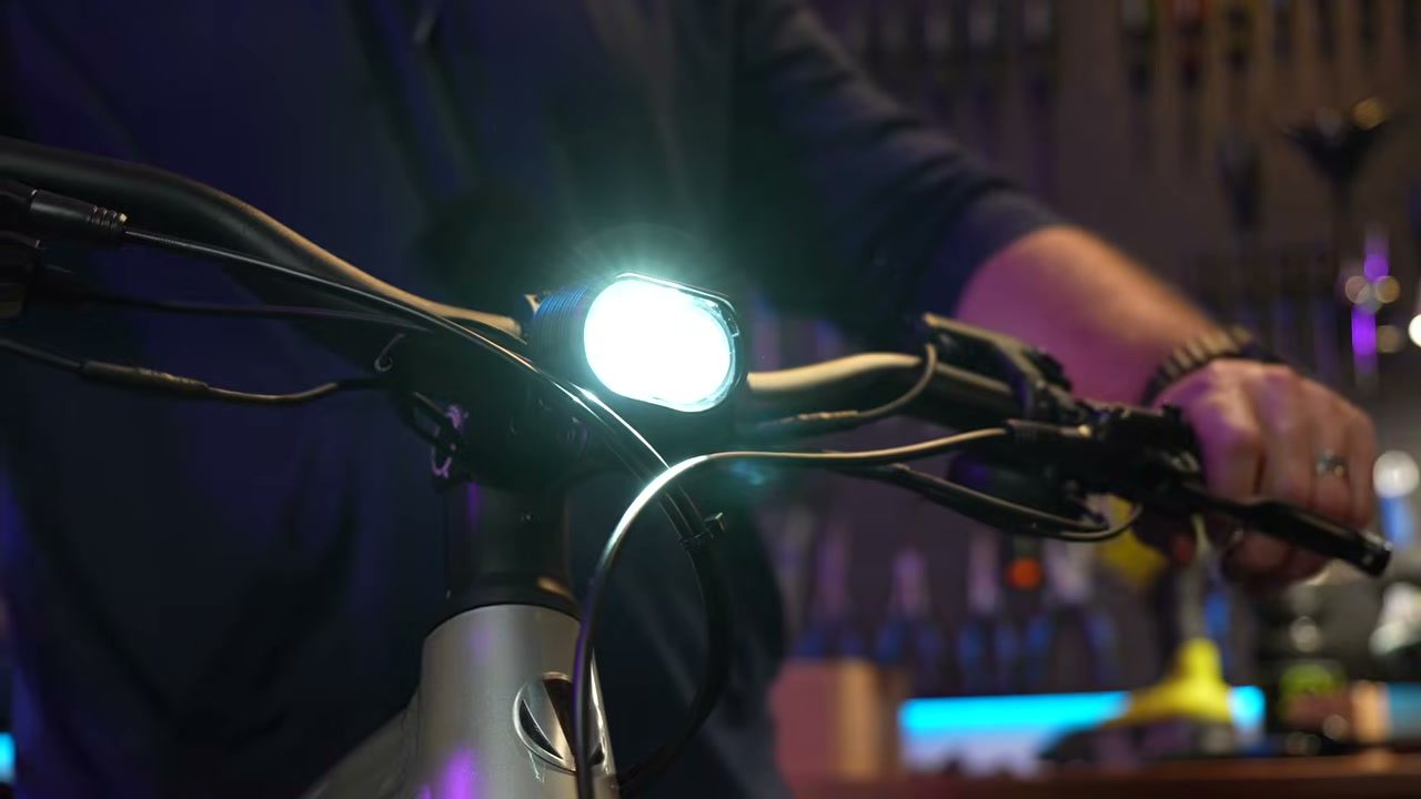 Summit 2 headlight switched on showing its beam