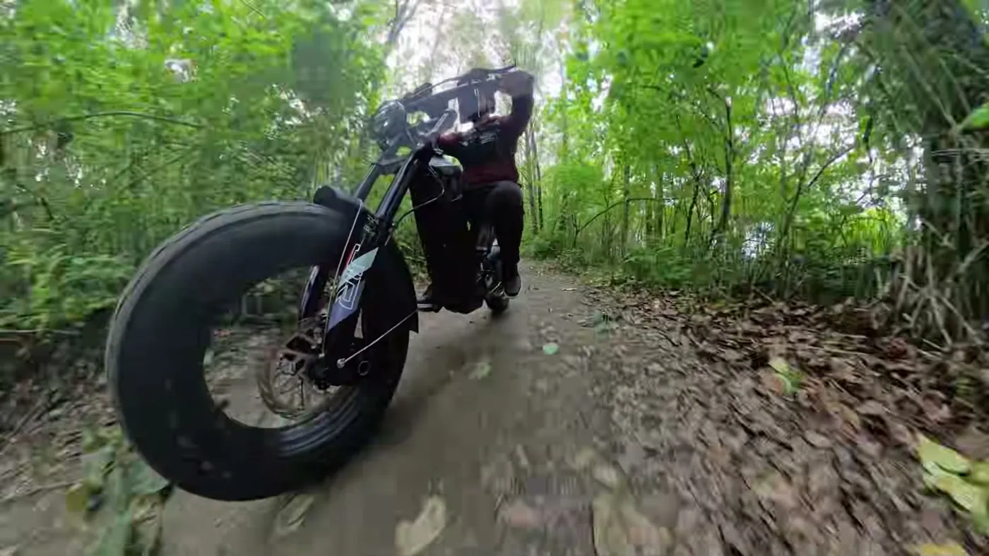 riding a light forest trail