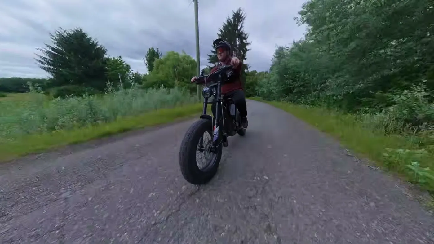 riding toward the camera