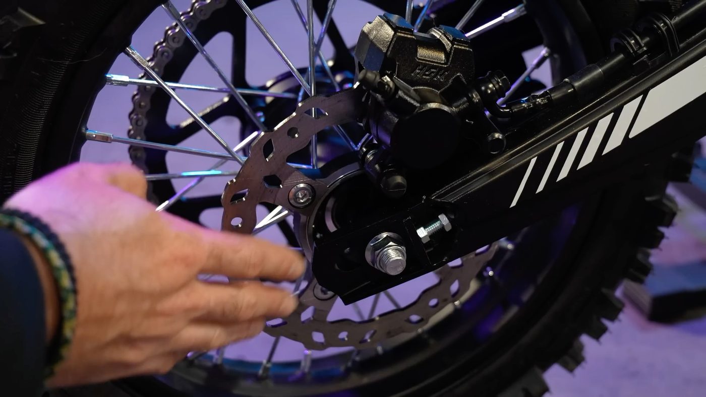 Rear dual-piston caliper and rotor