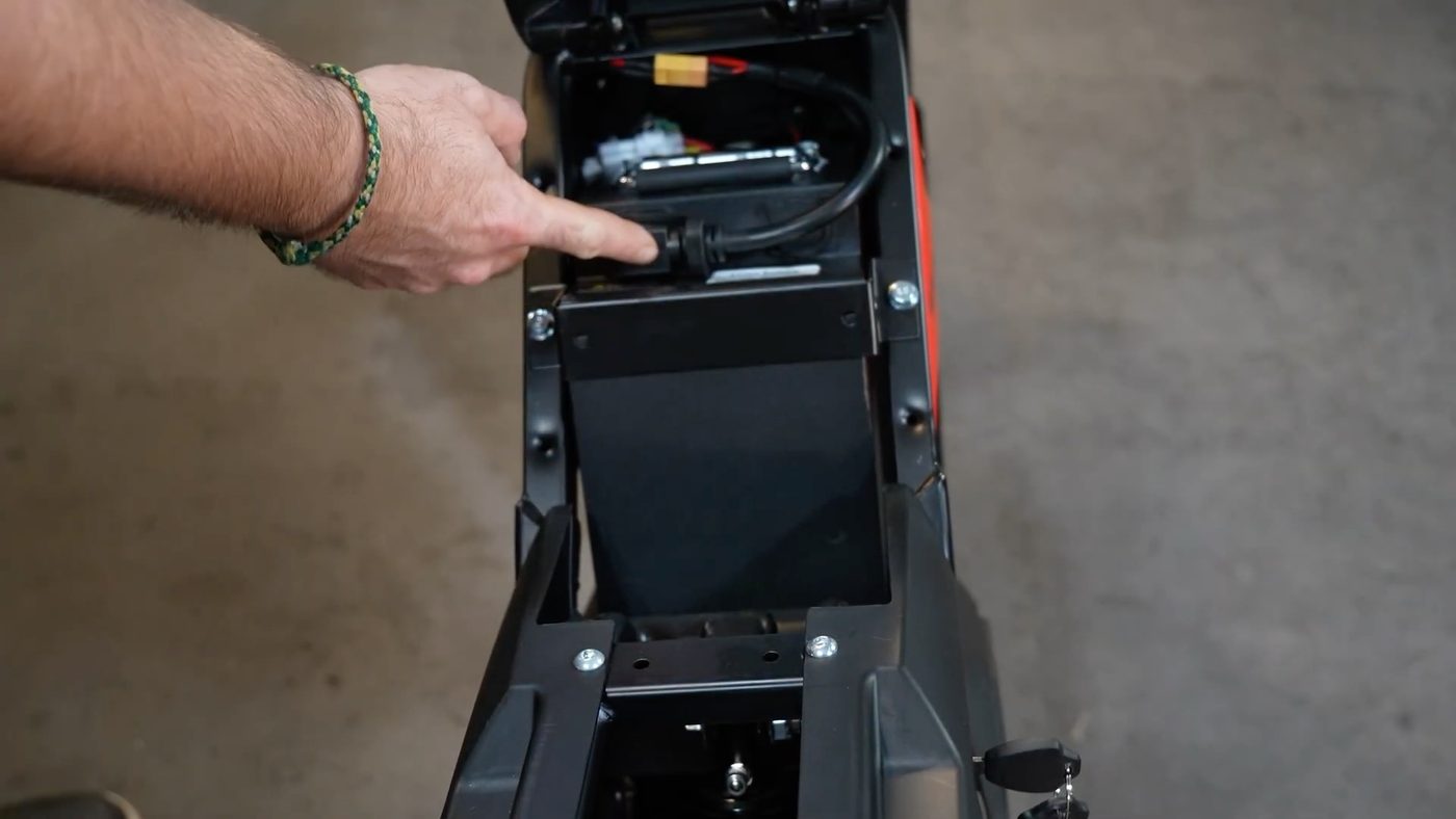 Battery bay under the seat