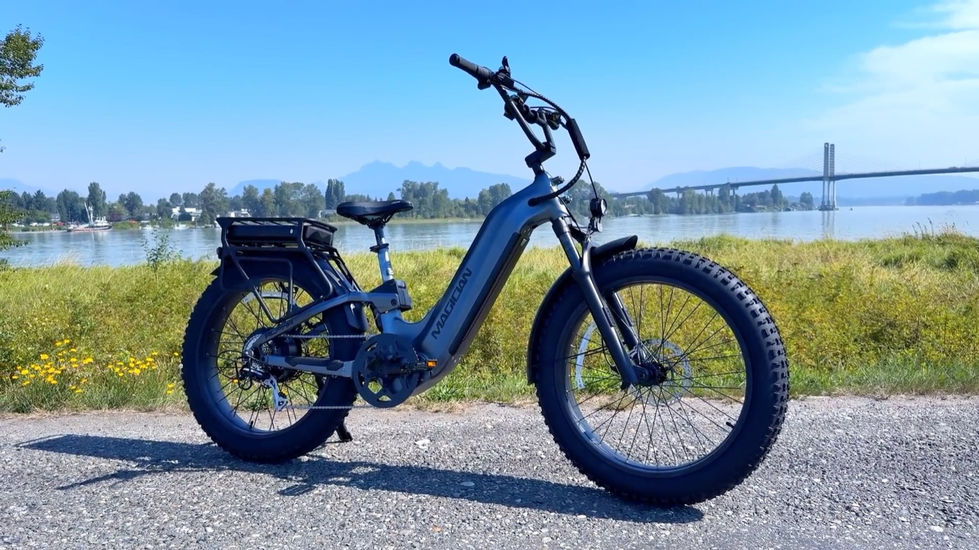 Magician Alpha parked on the dyke trail beside the Fraser River
