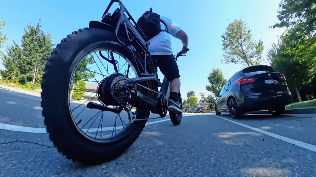 Front wheel lifting off the line during the acceleration test