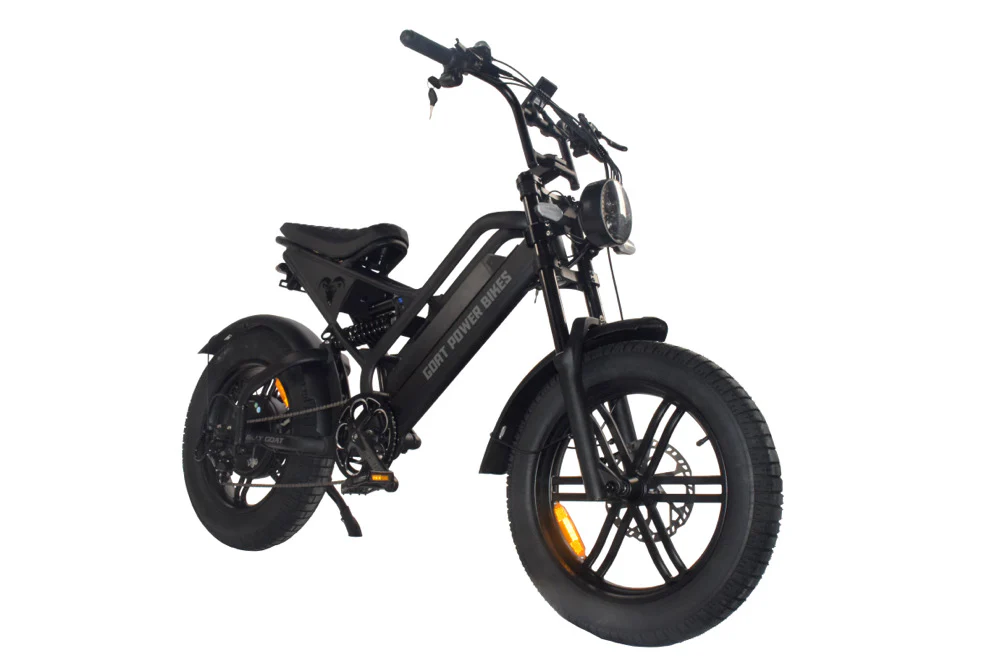 Billy Goat V3 in Gunmetal Grey, fully murdered-out with black forks