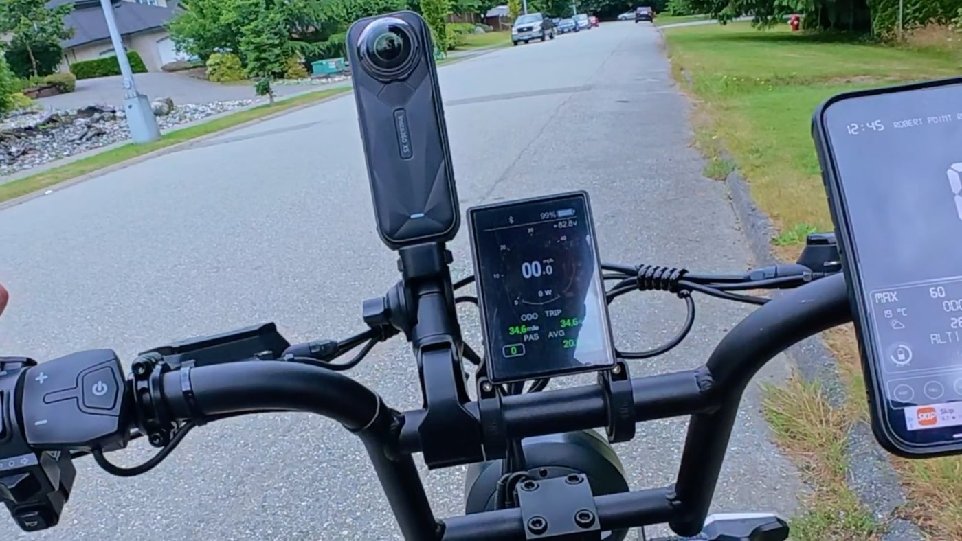 Mini Goat display showing battery voltage and trip data