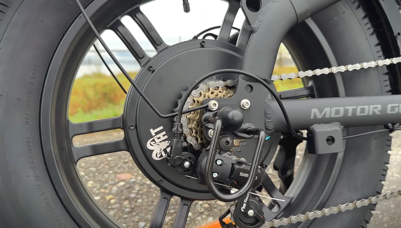 Motor Goat direct-drive rear hub motor, cassette and derailleur